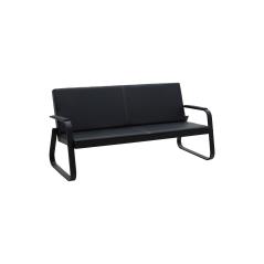Καναπές 3θέσιος Rogelio pakoworld PU μαύρο 174x72x85εκ