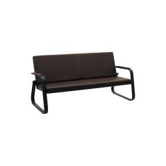 Καναπές 3θέσιος Rogelio pakoworld PU καφέ-μαύρο 174x72x85εκ