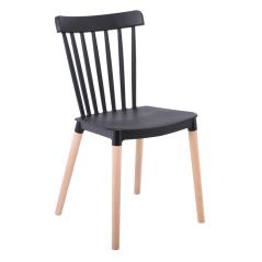 LINA Καρέκλα Τραπεζαρίας - Κουζίνας, PP Μαύρο, Πόδια Οξιά Φυσικό 43x90x84cm