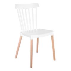 LINA Καρέκλα Τραπεζαρίας - Κουζίνας, PP Άσπρο, Πόδια Οξιά Φυσικό 43x90x84cm