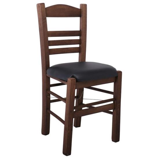 ΣΙΦΝΟΣ Καρέκλα Οξιά Βαφή Εμποτισμού Καρυδί, Κάθισμα Pu Μαύρο 41x45x88cm