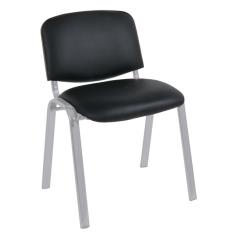 SIGMA Καρέκλα Στοιβαζόμενη Γραφείου Επισκέπτη, Μέταλλο Βαφή Silver, PVC Μαύρο 55x60x79cm / Σωλ.35x16/1mm