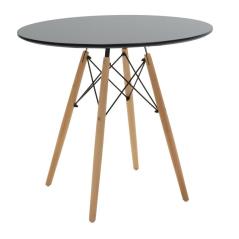 Τραπέζι Julita pakoworld Φ80 επιφάνεια MDF μαύρο gloss
