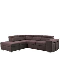 Καναπές Γωνιακός BERTINA Σκούρο Καφέ Ύφασμα 265x99/223x78/82cm