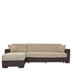 Καναπές Κρεβάτι Γωνιακός JOSE Μπεζ/Καφέ PU 270x165x84cm