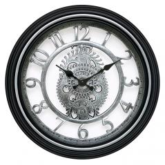Ρολόι Τοίχου Ασημί/Μαύρο Πλαστικό Φ40.6x4.9cm