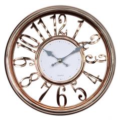 Ρολόι Τοίχου Ροζ/Χρυσό Πλαστικό Φ30.5x4cm
