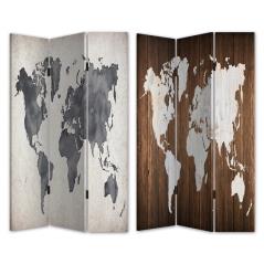 Παραβάν "Παγκόσμιος Χάρτης" Καμβάς/Ξύλο 120x180x2.5cm