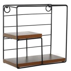 Ράφι Τοίχου SORRENO Μαύρο/Καφέ MDF/Μέταλλο 22x11x22cm