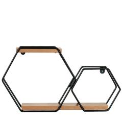 Ράφι Τοίχου NOLA Μαύρο/Φυσικό MDF/Μέταλλο 45x10x24cm