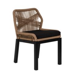 Καρέκλα Κήπου LISBON Μπεζ/Μαύρο Αλουμίνιο/Ύφασμα 50x58x77cm