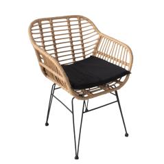 Καρέκλα Κήπου ACTORIUS Φυσικό/Μαύρο Μέταλλο/Rattan 57x53x81cm