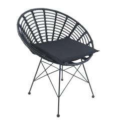 Καρέκλα Κήπου AELIUS Μαύρο Μέταλλο/Rattan 72x62x78cm