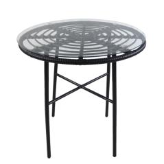 Τραπέζι Κήπου APPIUS Μαύρο Μέταλλο/Rattan/Γυαλί 70x70x74cm