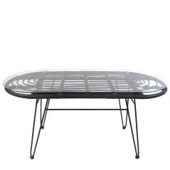 Τραπέζι Κήπου ARRIUS Μαύρο Μέταλλο/Rattan/Γυαλί 100x45x46cm