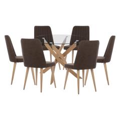 ΣΕΤ ΤΡΑΠΕΖΑΡΙΑΣ 7ΤΜΧ ΤΡΑΠΕΖΙ Φ120X75Y ΓΥΑΛΙ και 6 ΚΑΡΕΚΛΕΣ MARISOL ΚΑΦΕ HM10636