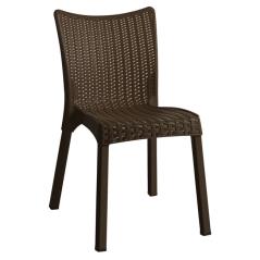 DORET Καρέκλα Στοιβαζόμενη PP  Καφέ Σκούρο, με πόδι αλουμινίου 50x55x83cm