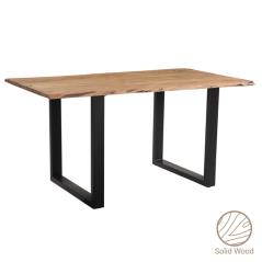 Τραπέζι Adorn pakoworld μασίφ ξύλο πεύκου καρυδί-πόδι μαύρο 160x85x75.6εκ