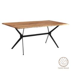 Τραπέζι Acumen pakoworld μασίφ ξύλο πεύκου καρυδί-πόδι μαύρο 160x85x74.6εκ
