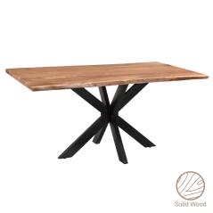 Τραπέζι Confetti pakoworld μασίφ ξύλο πεύκου καρυδί-πόδι μαύρο 180x90x75.6εκ