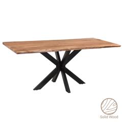 Τραπέζι Confetti pakoworld μασίφ ξύλο πεύκου καρυδί-πόδι μαύρο 200x100x75.6εκ