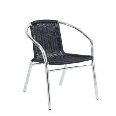 Πολυθρόνα Rattan Venus Μαύρο/Ασημί 54x58x73cm