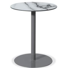 Στρογγυλό Μεταλλικό Τραπέζι Με Επιφάνεια Compact Hpl Λευκό Φ58 x 75(h)cm