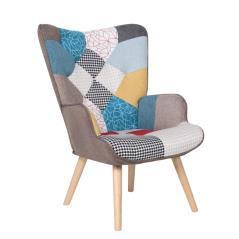Πολυθρόνα BRIAR Patchwork Ύφασμα/Ξύλο 73x69x96cm
