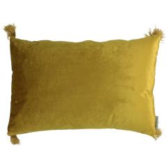 Βελούδινο μαξιλάρι χρυσό με φουντίτσες,40x60cm