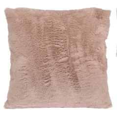 Μαξιλάρι συνθετική γούνα λαγού 2χρ.,ροζ και κρεμ,45x45cm