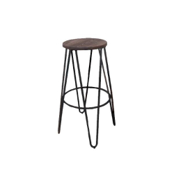 ARCO WOOD DARK OAK ΣΚΑΜΠΩ BAR ΜΑΤΑΛΛΙΚΟ ΑΝΤΙΚΕ ΜΑΥΡΟ Φ33Χ76