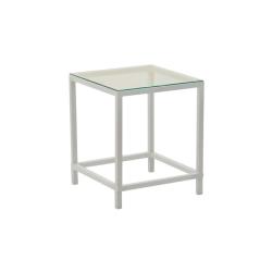 InArt ΤΡΑΠΕΖΙ ΜΕΤΑΛΛΙΚΟ/ΓΥΑΛΙΝΟ ΛΕΥΚΟ 56X46X53