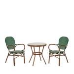 Σετ Τραπεζαρία Κήπου BURUNDI Μπαμπού Αλουμίνιο/Γυαλί Με 2 Καρέκλες 14990225