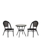 Σετ Τραπεζαρία Κήπου BURUNDI Μαύρο Αλουμίνιο/Γυαλί Με 2 Καρέκλες 14990235