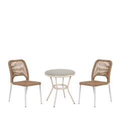 Σετ Τραπεζαρία Κήπου BURUNDI Λευκό Αλουμίνιο/Γυαλί Με 2 Καρέκλες 14990257