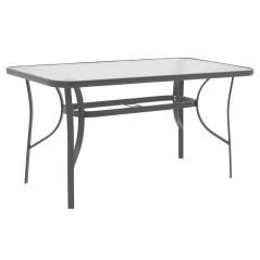 Τραπέζι Ensure pakoworld μέταλλο ανθρακί-γυαλί tempered 140x80x70εκ