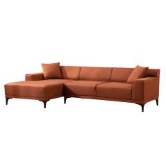 Γωνιακός καναπές PWF-0566 pakoworld δεξιά γωνία ύφασμα κεραμιδί 250x145x69εκ