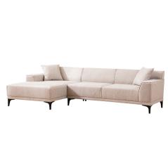 Γωνιακός καναπές PWF-0566 pakoworld δεξιά γωνία ύφασμα λευκό 250x145x69εκ