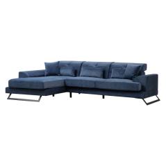 Γωνιακός καναπές PWF-0575 pakoworld δεξιά γωνία ύφασμα μπλε 308/190x92εκ