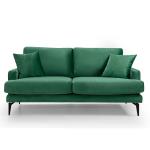 Καναπές 2θέσιος Fortune pakoworld βελούδο πράσινο-μαύρο 175x90x88εκ