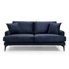 Καναπές 2θέσιοςFortune pakoworld βελούδο μπλε-μαύρο 175x88x90εκ