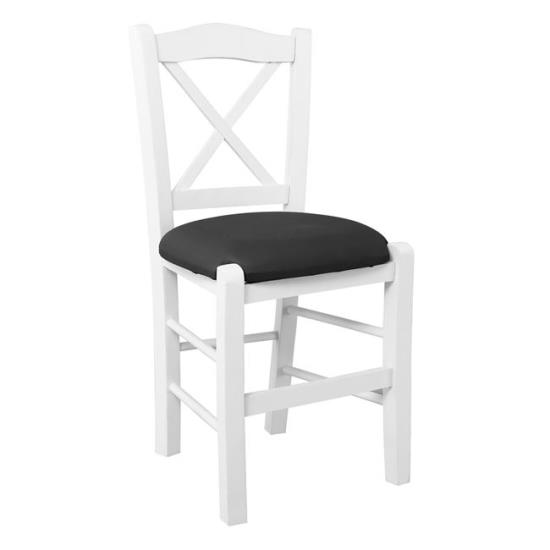 METRO Καρέκλα Οξιά Βαφή Εμποτισμού Άσπρο Κάθισμα Pu Μαύρο 43x47x88cm