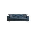 Καναπές 3θέσιος κρεβάτι PWF-0514 pakoworld βελούδο μπλε-μαύρο 220x90x80εκ
