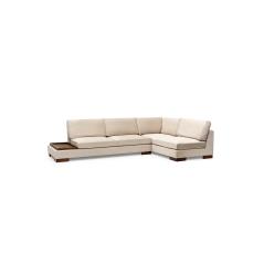 Γωνιακός καναπές PWF-0506 pakoworld αριστερή γωνία με πουφ ύφασμα μπεζ-καρυδί 313x193x80εκ