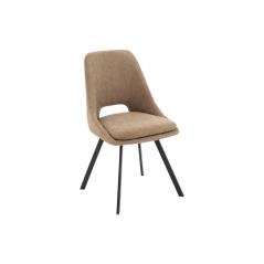 Καρέκλα Gratify pakoworld ύφασμα μπουκλέ καφέ-πόδι μαύρο 48x57x85,5εκ