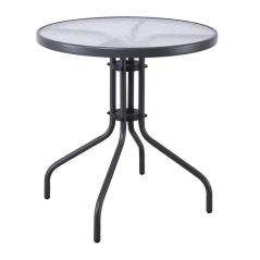 RIO Set Κήπου - Βεράντας: Τραπέζι + 2 Πολυθρόνες Μέταλλο Βαφή Ανθρακί, Textilene Γκρι Table:Φ70x70 Armchair:55x74x91