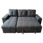 MONTREAL Nabuk Καναπές Κρεβάτι Γωνία Αναστρέψιμη με Αποθηκευτικό Χώρο, Σκούρο Γκρι 246x157xH94cm Bed:127x196cm