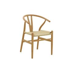 Καρέκλα Wishbone pakoworld rubberwood φυσικό-έδρα φυσικό σχοινί 54x46x75εκ