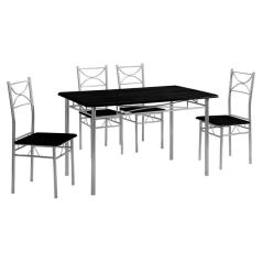 LORETO Set Τραπεζαρία Σαλονιού Κουζίνας: Τραπέζι + 4 Καρέκλες Μέταλλο Βαφή Silver, Wenge Τρ.120x70x74 / Καρ.40x40x90 cm
