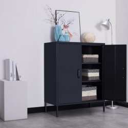 Nextdeco ντουλάπα 2φυλλη και 3 ράφια μεταλλική μαύρη (ΜΠΥ)80x40x102 cm